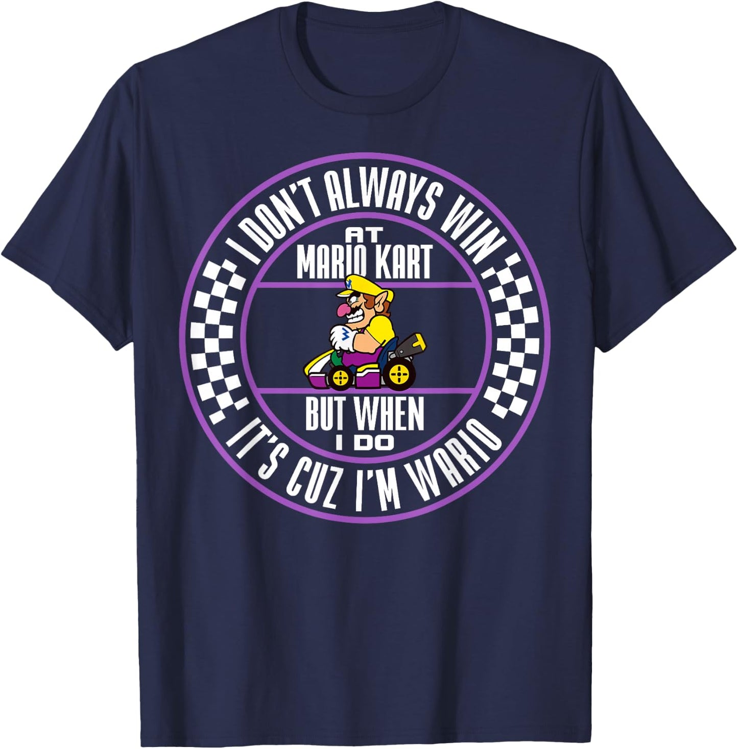 Nintendo Mario Kart Wario When I Win Circle Text T-Shirt - T-Shirt | Navy