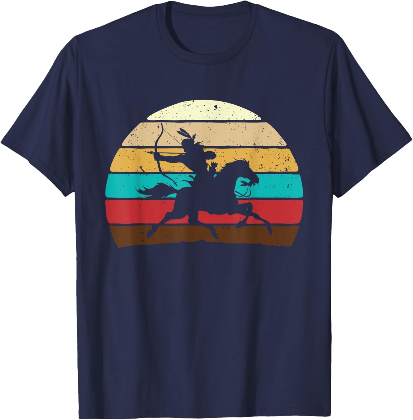 Retro Horse Riding - Native American Indian Pride Indigenous T-Shirt - T-Shirt | Navy