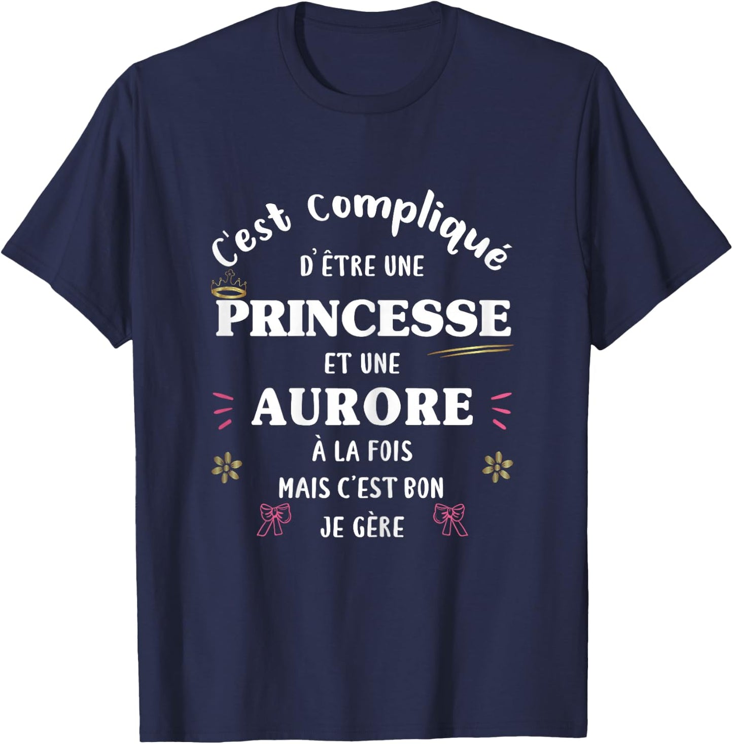 Women's Princess Humour Personalised Gift Aurore , Black, Female X-Small T-Shirt - T-Shirt | Navy