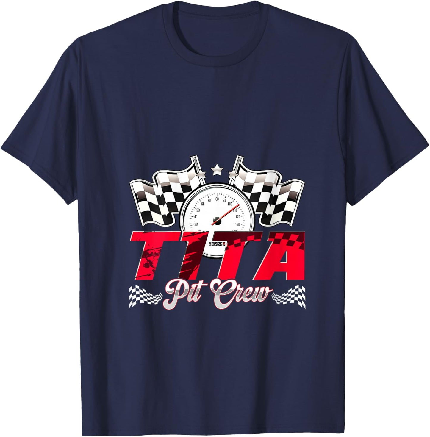 Race Car Birthday Party Racing Family Tita Pit Crew V-Neck T-Shirt - T-Shirt | Navy