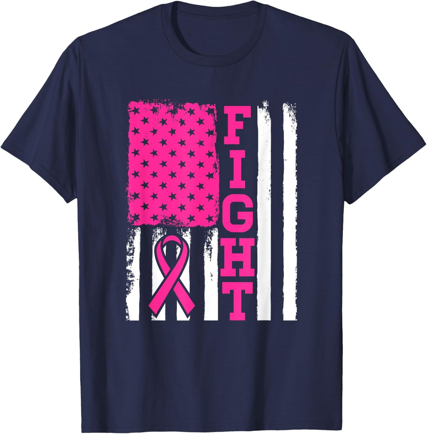 Fight Flag - Breast Cancer Awareness Shirt Gift T-Shirt - T-Shirt | Navy