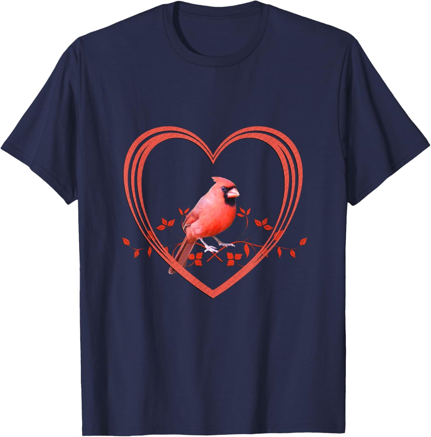 Northern Cardinal Bird in Heart T-Shirt - T-Shirt | Navy