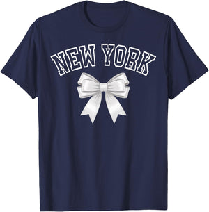 NEW YORK Coquette Bow Hometown Pride Girls T-Shirt - T-Shirt | Navy