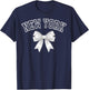 NEW YORK Coquette Bow Hometown Pride Girls T-Shirt - T-Shirt | Navy