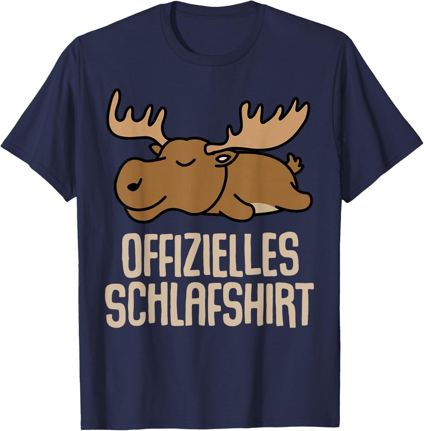 Official Sleep Shirt Elk Pyjamas Nightdress Gift , black T-Shirt - T-Shirt | Navy