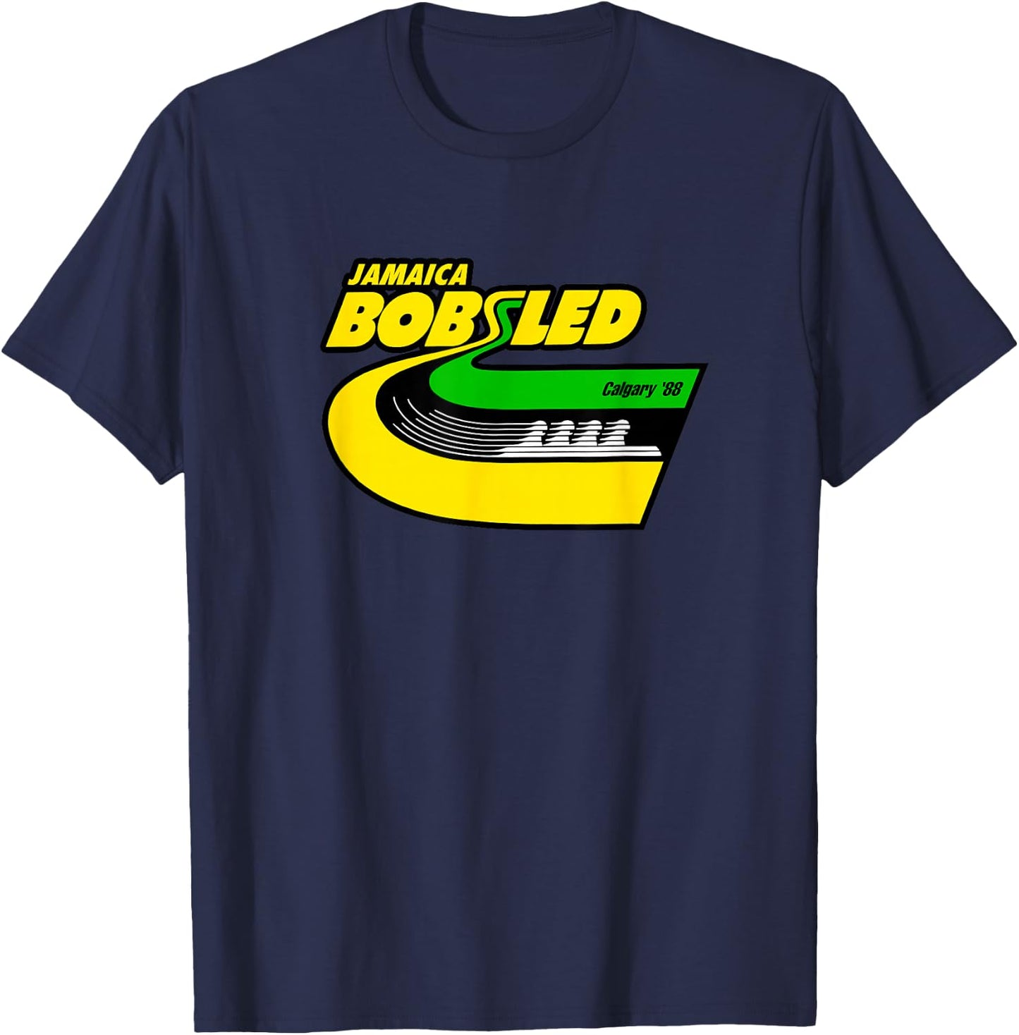 Jamaica Bobled Retro Bob Team Jamaica Flag Bobsleigh , black T-Shirt - T-Shirt | Navy