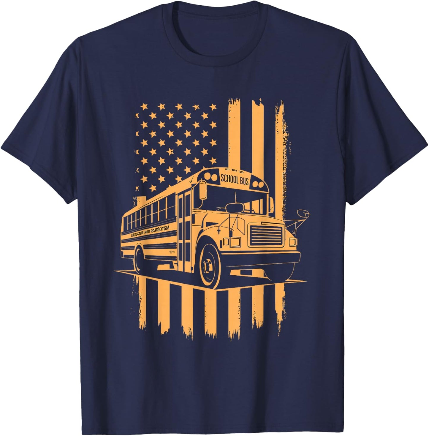 School Bus Driver USA Flag T-Shirt - T-Shirt | Navy