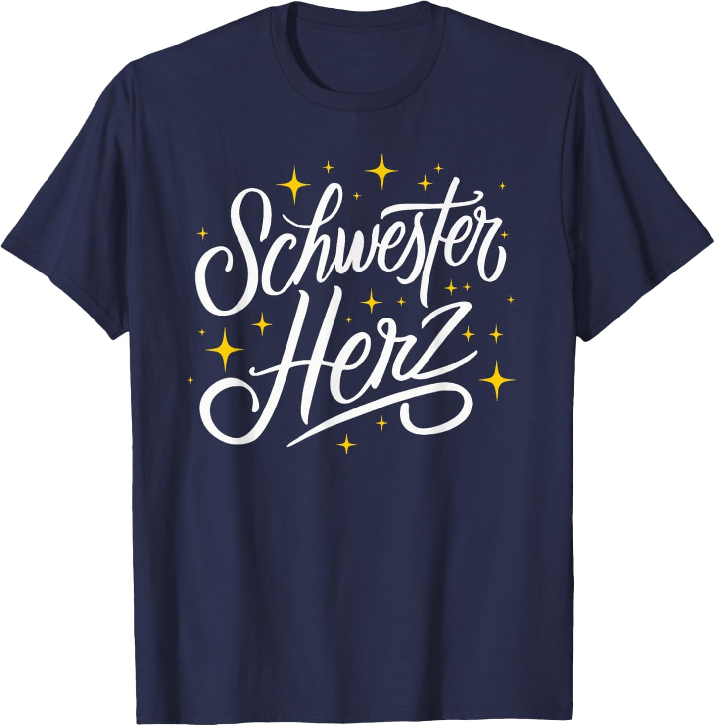 with German Text "Schwesterherz" (German Language), black T-Shirt - T-Shirt | Navy