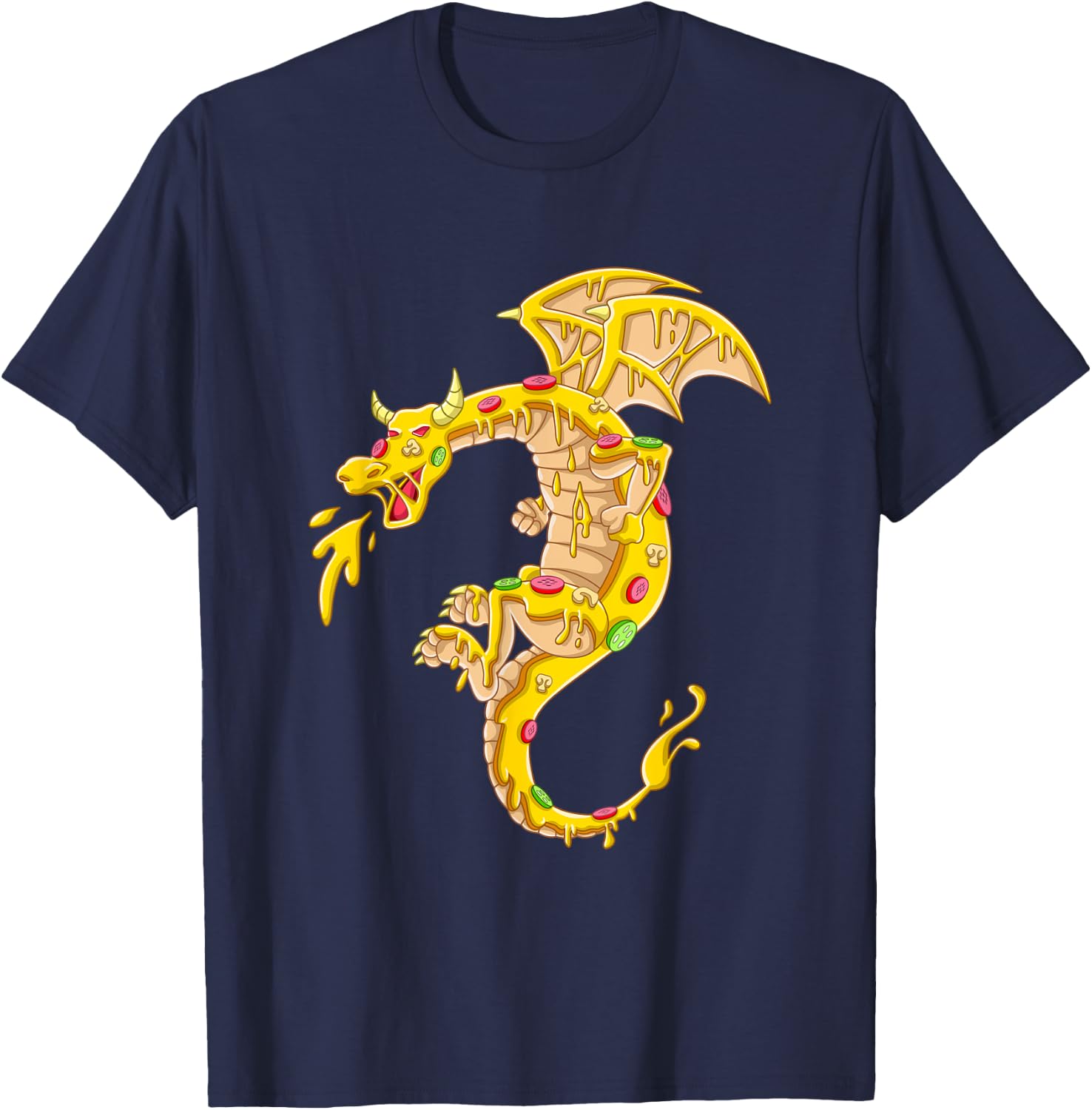 Pizza Dragon Pizza Dragon Delicious Italian Food Cheese T-Shirt - T-Shirt | Navy