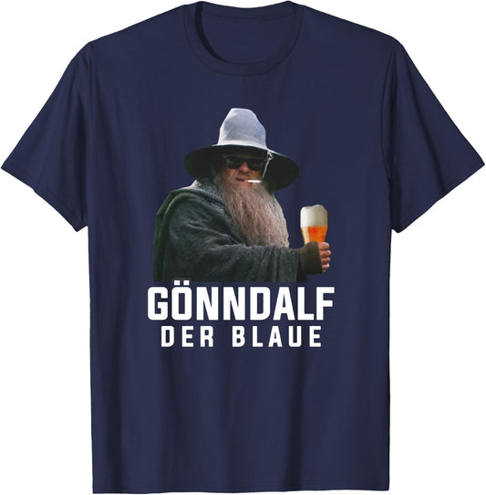 Gönndalf der Blaue Biertrinker Saufen Bier Beer Premium T-Shirt - T-Shirt | Navy