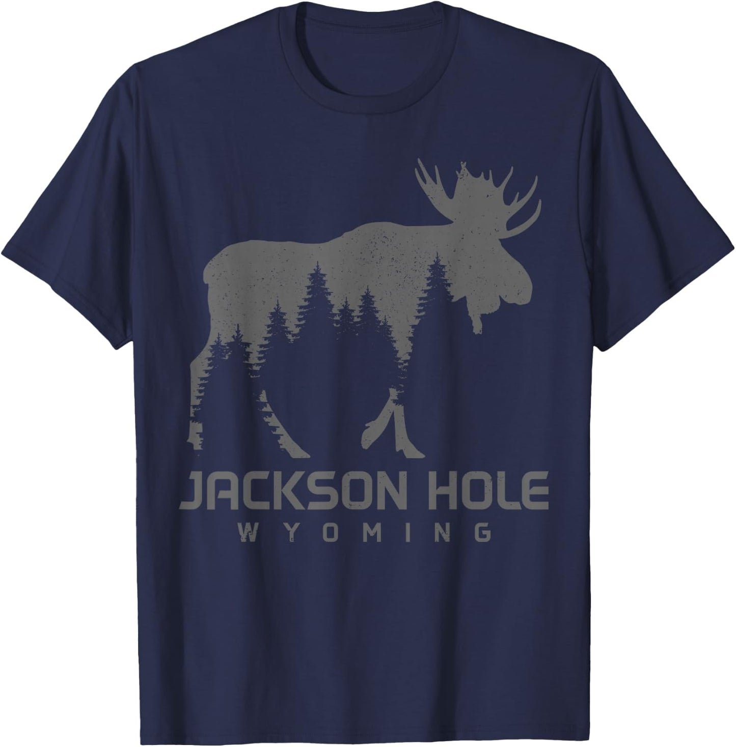 Jackson Hole Wyoming Vintage Moose Souvenir Pride T-Shirt - T-Shirt | Navy