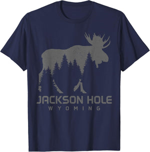Jackson Hole Wyoming Vintage Moose Souvenir Pride T-Shirt - T-Shirt | Navy