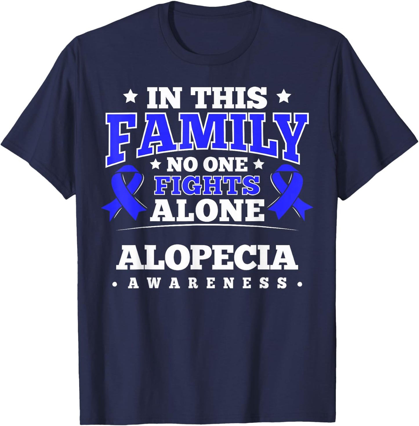 Hair Loss Awareness Ribbon Alopecia Areata Survivor T-Shirt - T-Shirt | Navy
