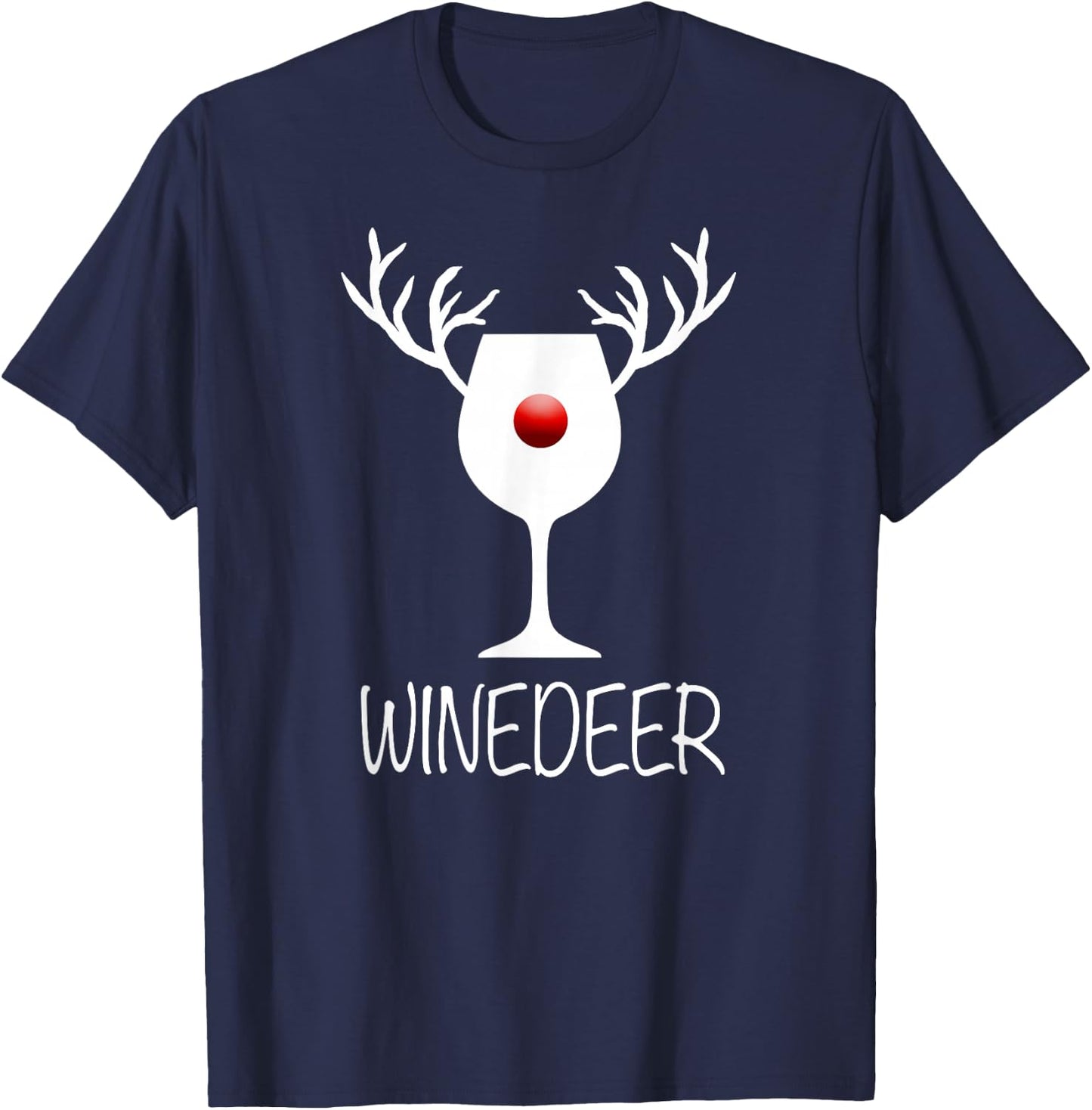 Winedeer Reindeer | Funny X-mas Wine Bottle T-Shirt - T-Shirt | Navy