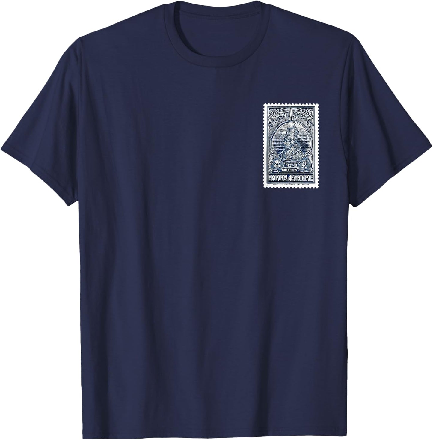 Äthiopischer Kaiser Haile Selassie alte Briefmarkenkunst Juda Rasta T-Shirt - T-Shirt | Navy