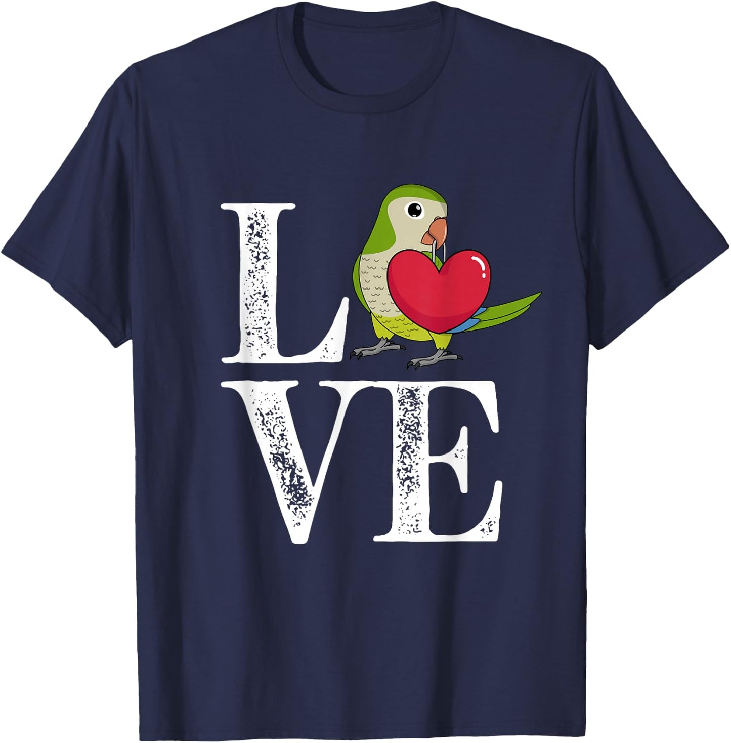 Love Parrot I Green Monk Parakeet Quaker T-Shirt - T-Shirt | Navy
