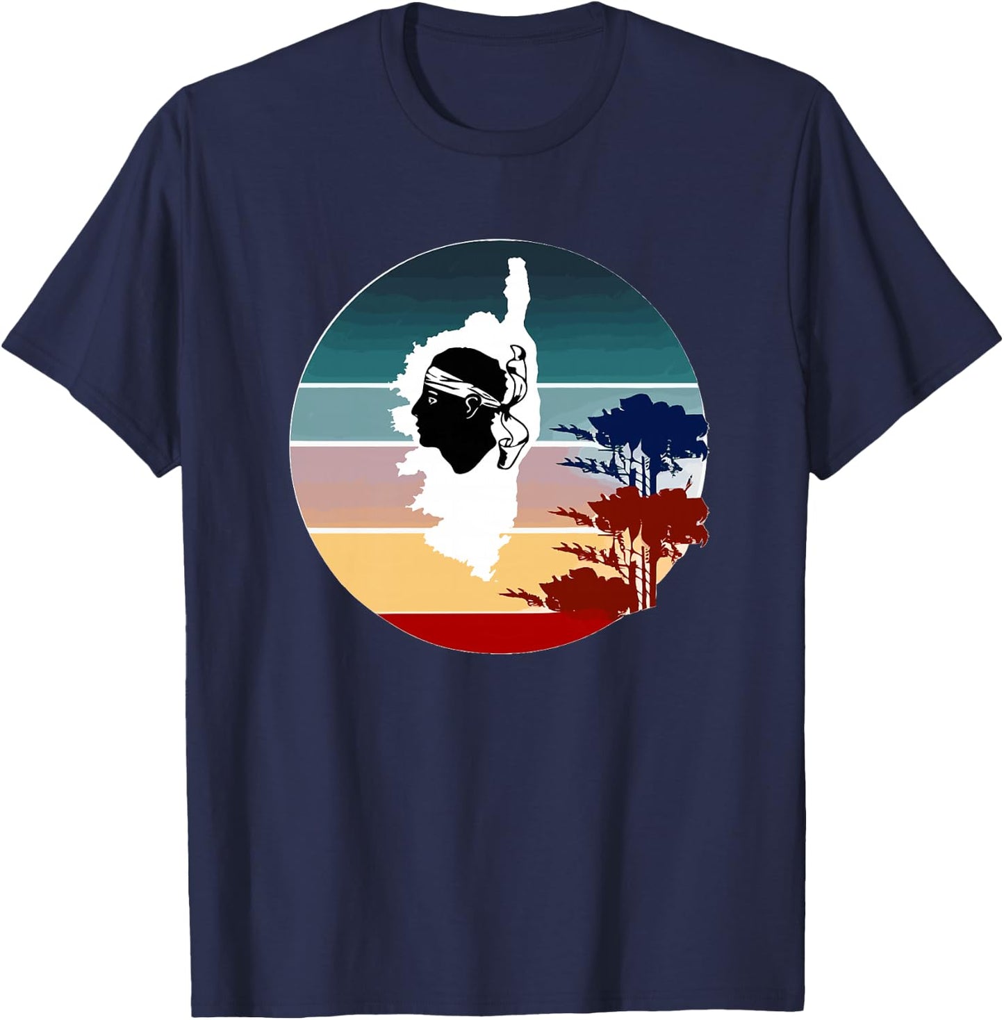 Corsica Island avec Arbres Carte Corse Haut de Gamme T-Shirt - T-Shirt | Navy