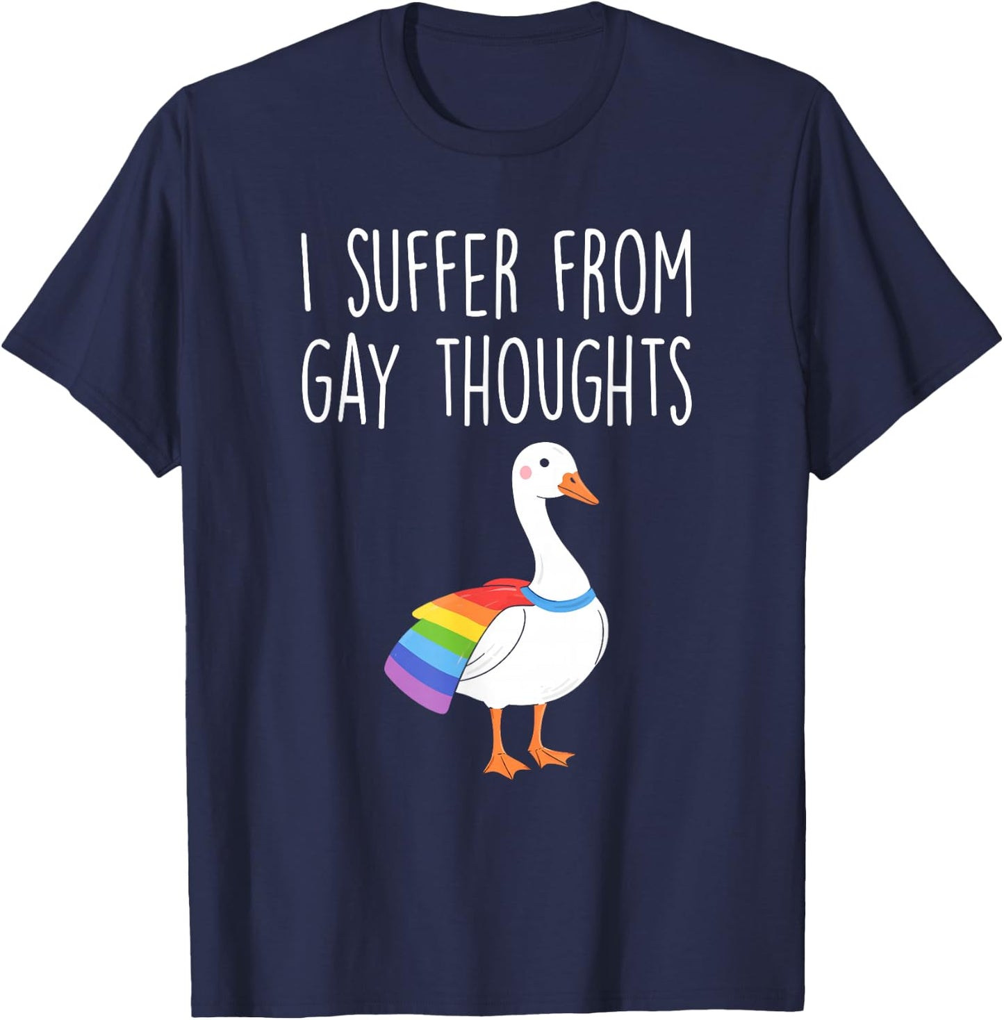 I Suffer, from Gay Thoughts, Goose, LGBTQ+ Pride T-Shirt - T-Shirt | Navy