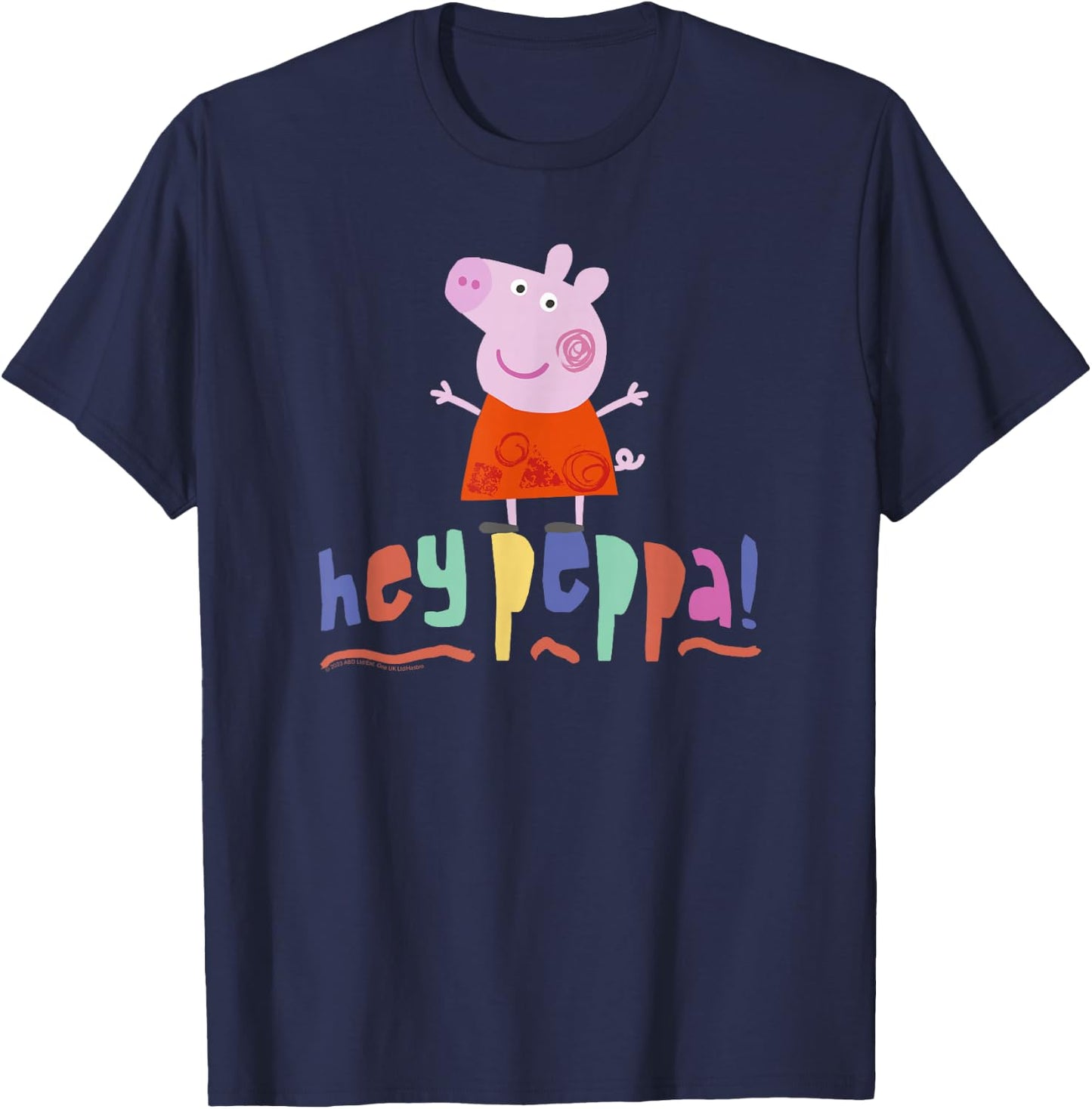Peppa Pig Hey Peppa! Colorful Text Full Body Portrait T-Shirt - T-Shirt | Navy