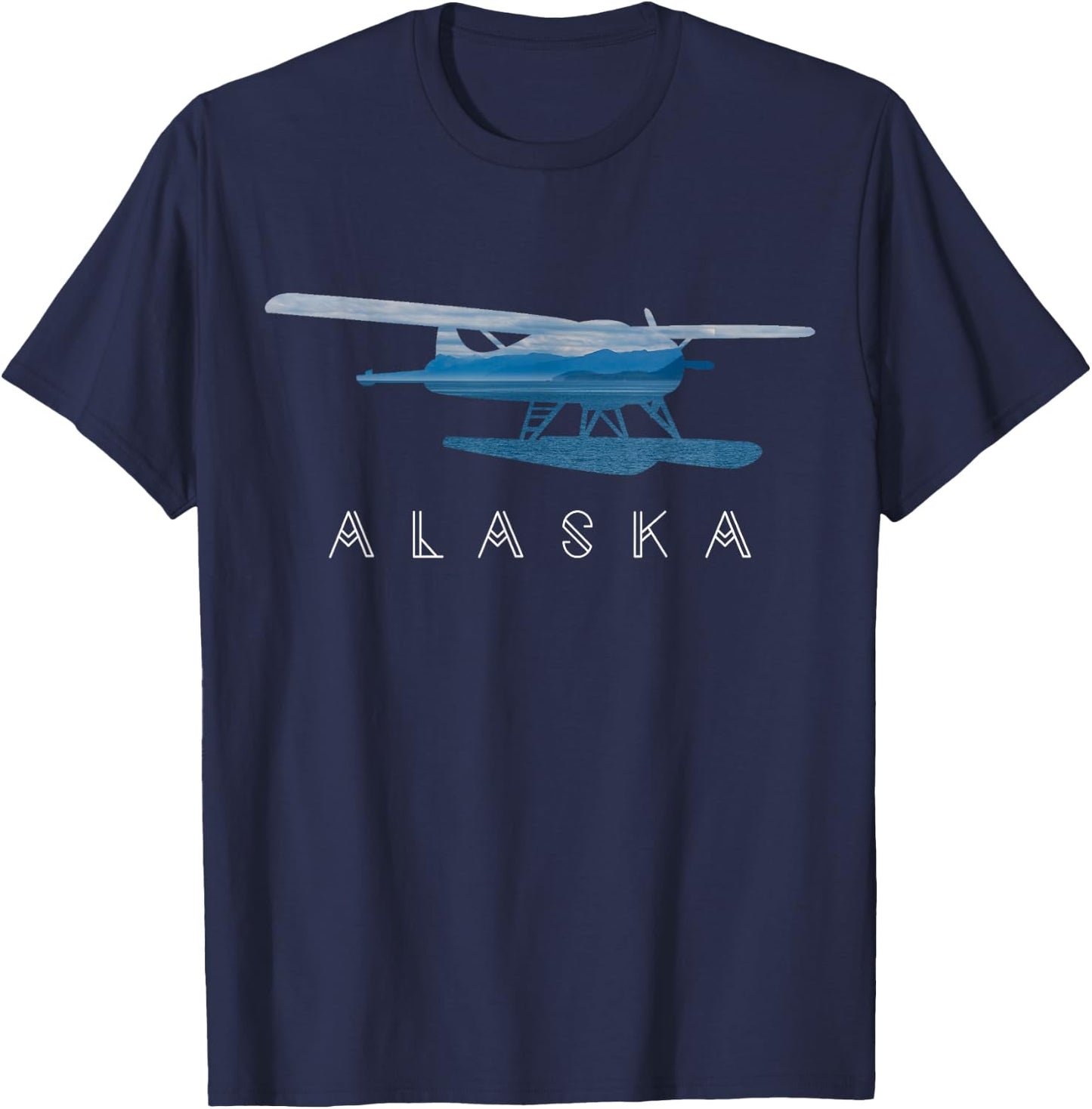 Alaska Sea Plane - Seaplane Pilot - Alaskan Landscape T-Shirt - T-Shirt | Navy