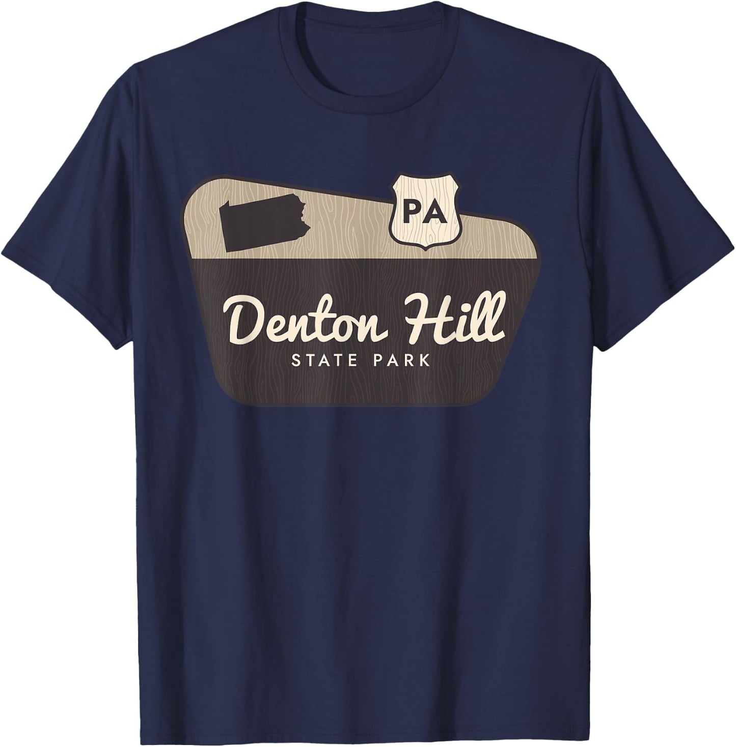 Denton Hill State Park Pennsylvania Welcome Sign Trip T-Shirt - T-Shirt | Navy