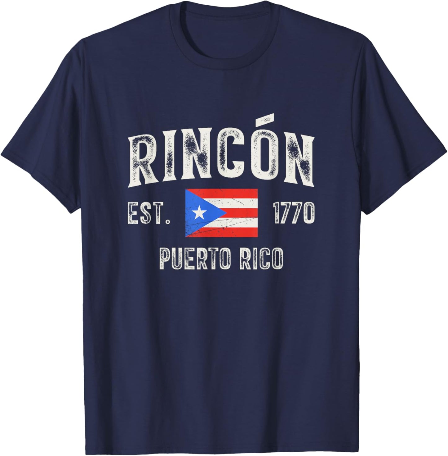 Rincón Puerto Rico 1770, Puerto Rico Flag T-Shirt - T-Shirt | Navy