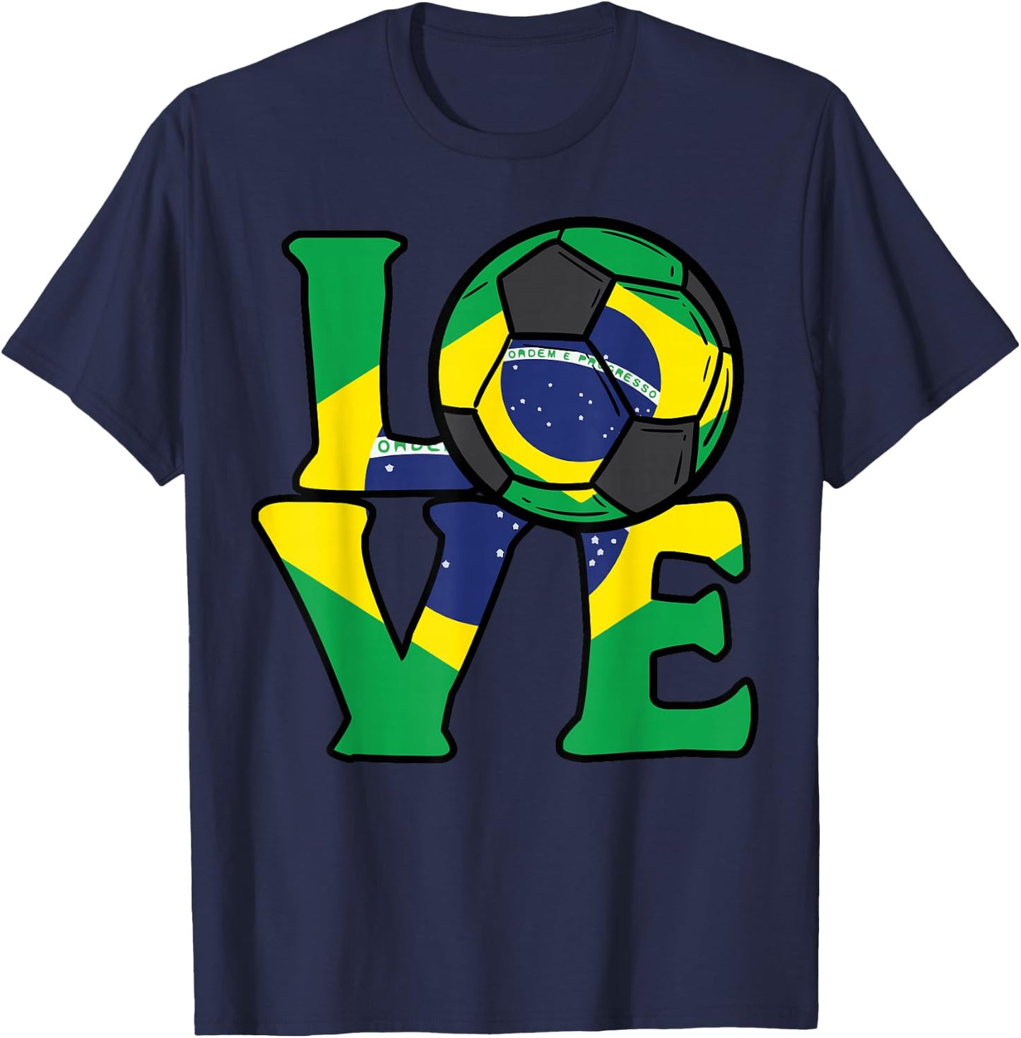 Brazil Flag Love Brazilian Soccer Men Women Kids Boys Girls T-Shirt - T-Shirt | Navy
