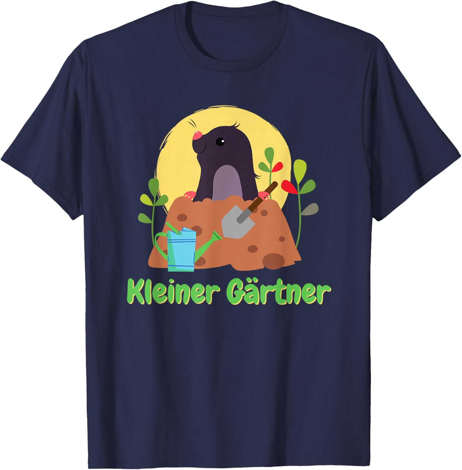 Süßer Maulwurf Kleiner Gärtner Kinder Motiv. Gartenarbeit T-Shirt - T-Shirt | Navy