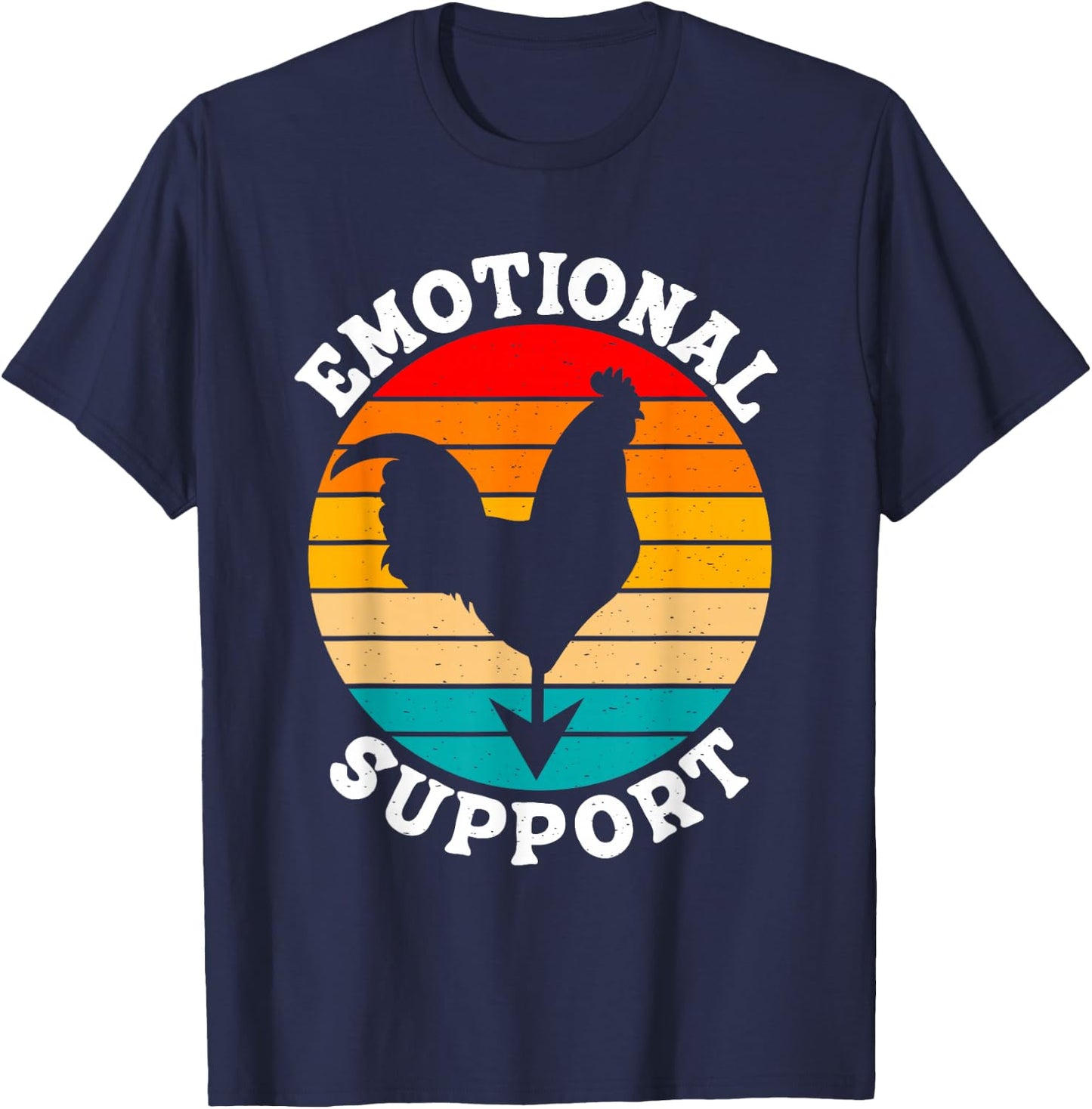 Retro Chicken Emotional Support Cock Fanny Vintage T-Shirt - T-Shirt | Navy
