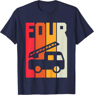 Fire Truck 4th Birthday Boys Firefighter Fireman 4 Years T-Shirt - T-Shirt | Navy