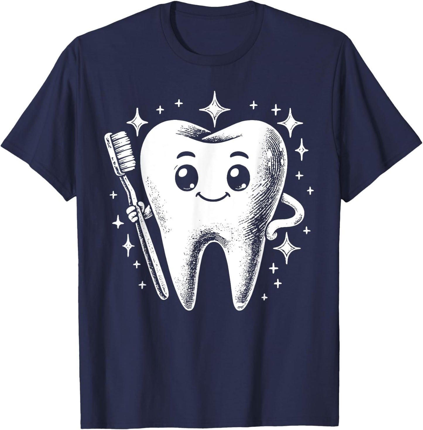 Retro Teeth Toothbrush Dental Hygienist Dentist Orthodontics T-Shirt - T-Shirt | Navy
