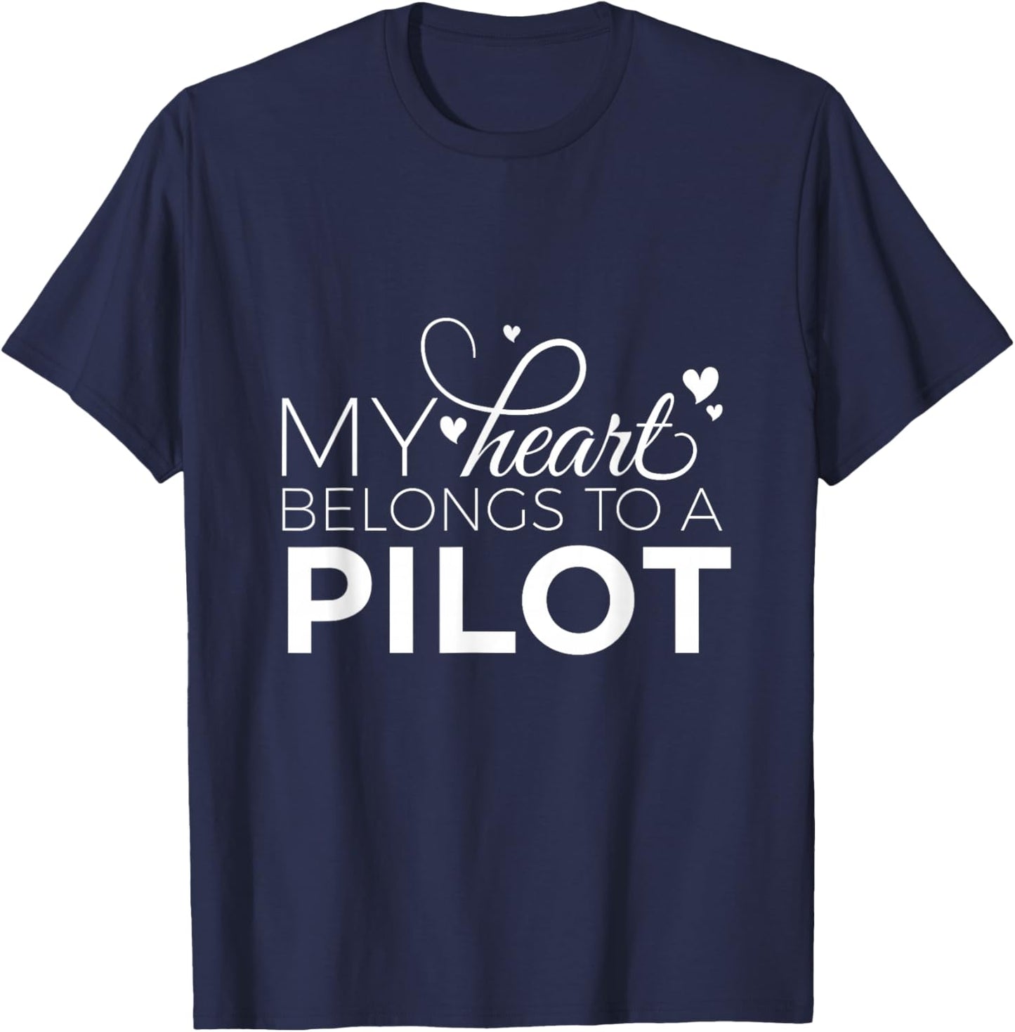 Pilot Wife Shirt- My Heart Belongs to a Pilot, Pilot Gift 3XL Navy T-Shirt - T-Shirt | Navy