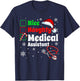 Fun Christmas Nice Naughty Medical Assistant Scrub Top Xmas T-Shirt - T-Shirt | Navy