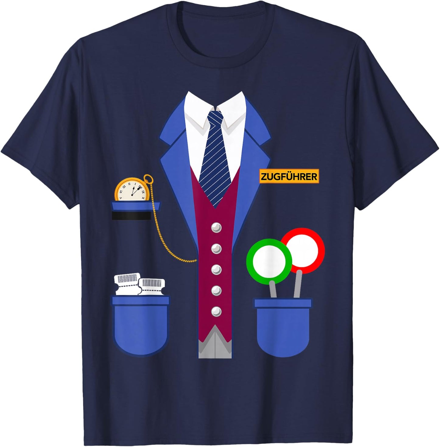 Train Guide Schaffner Train Costume for Carnival Fancy Dress , black T-Shirt - T-Shirt | Navy