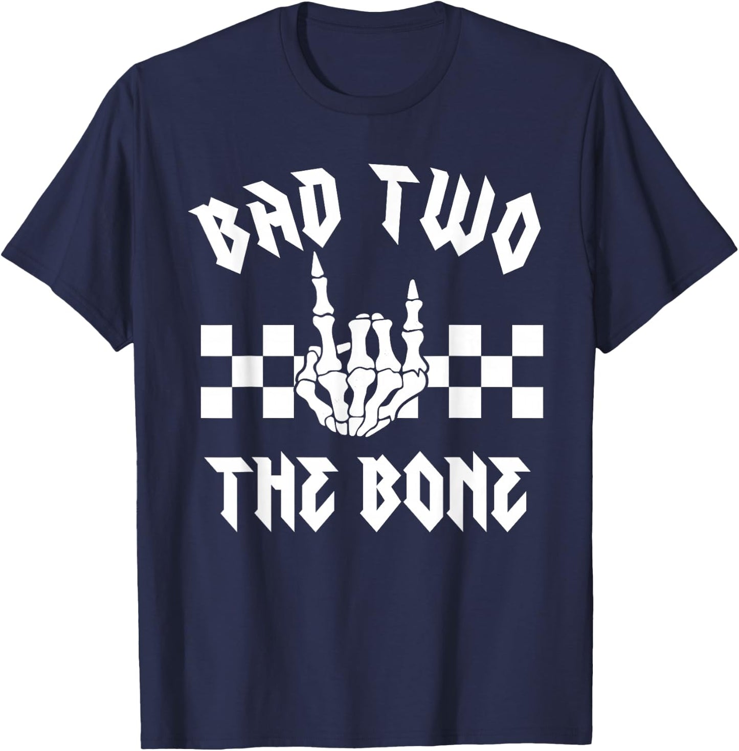 Bad Two The Bone Party Decorations Boy Girl 2nd Birthday T-Shirt - T-Shirt | Navy