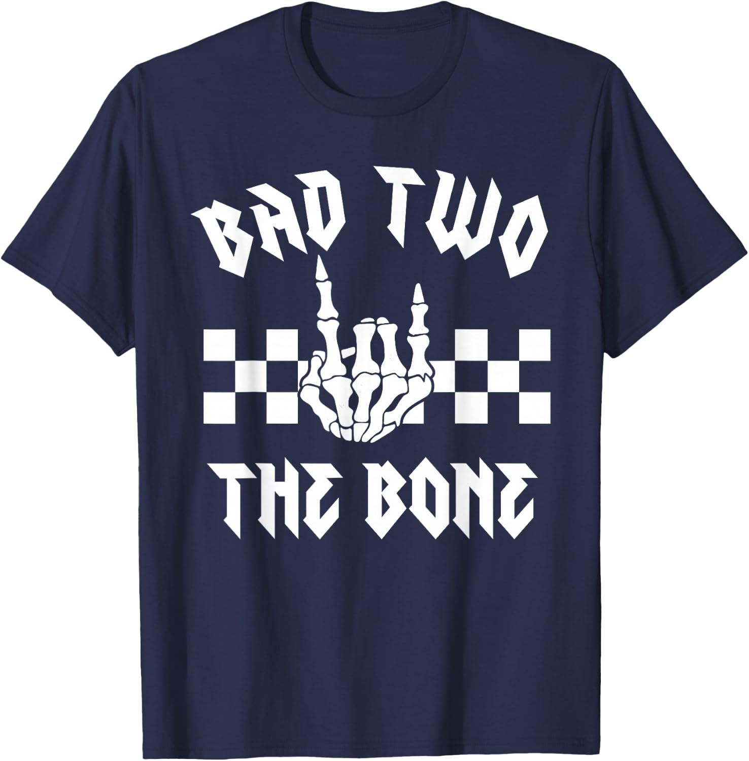 Bad Two The Bone Party Decorations Boy Girl 2nd Birthday T-Shirt - T-Shirt | Navy