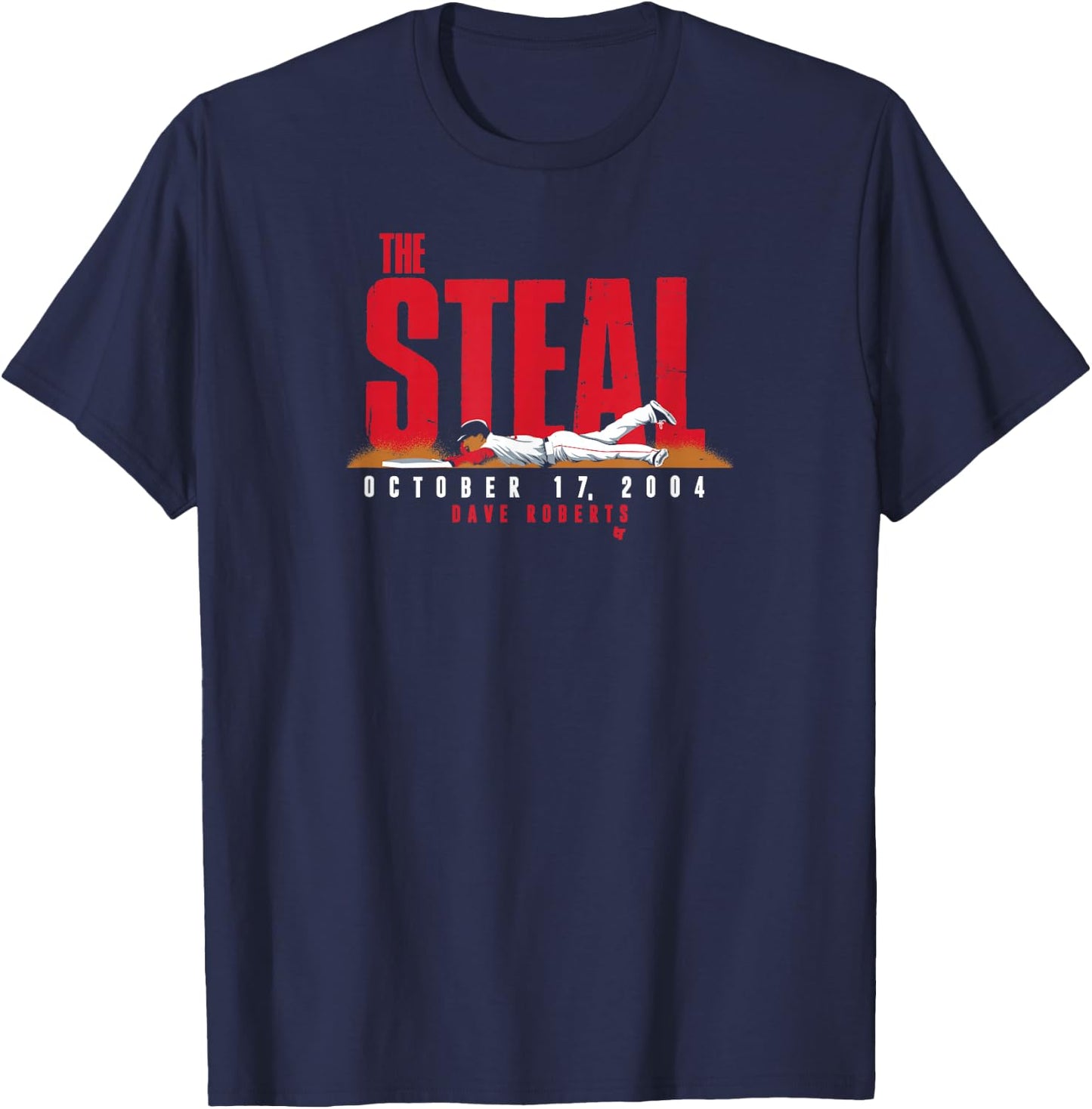 Dave Roberts: The Steal - Boston Baseball T-Shirt - T-Shirt | Navy