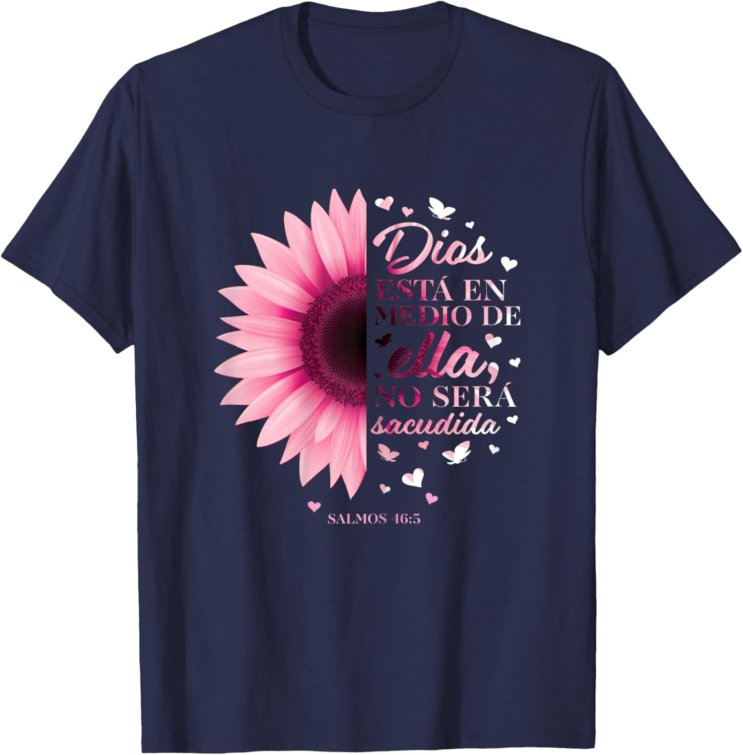Christian Gifts Women Spanish Religious Gift Verse Espanol T-Shirt - T-Shirt | Navy