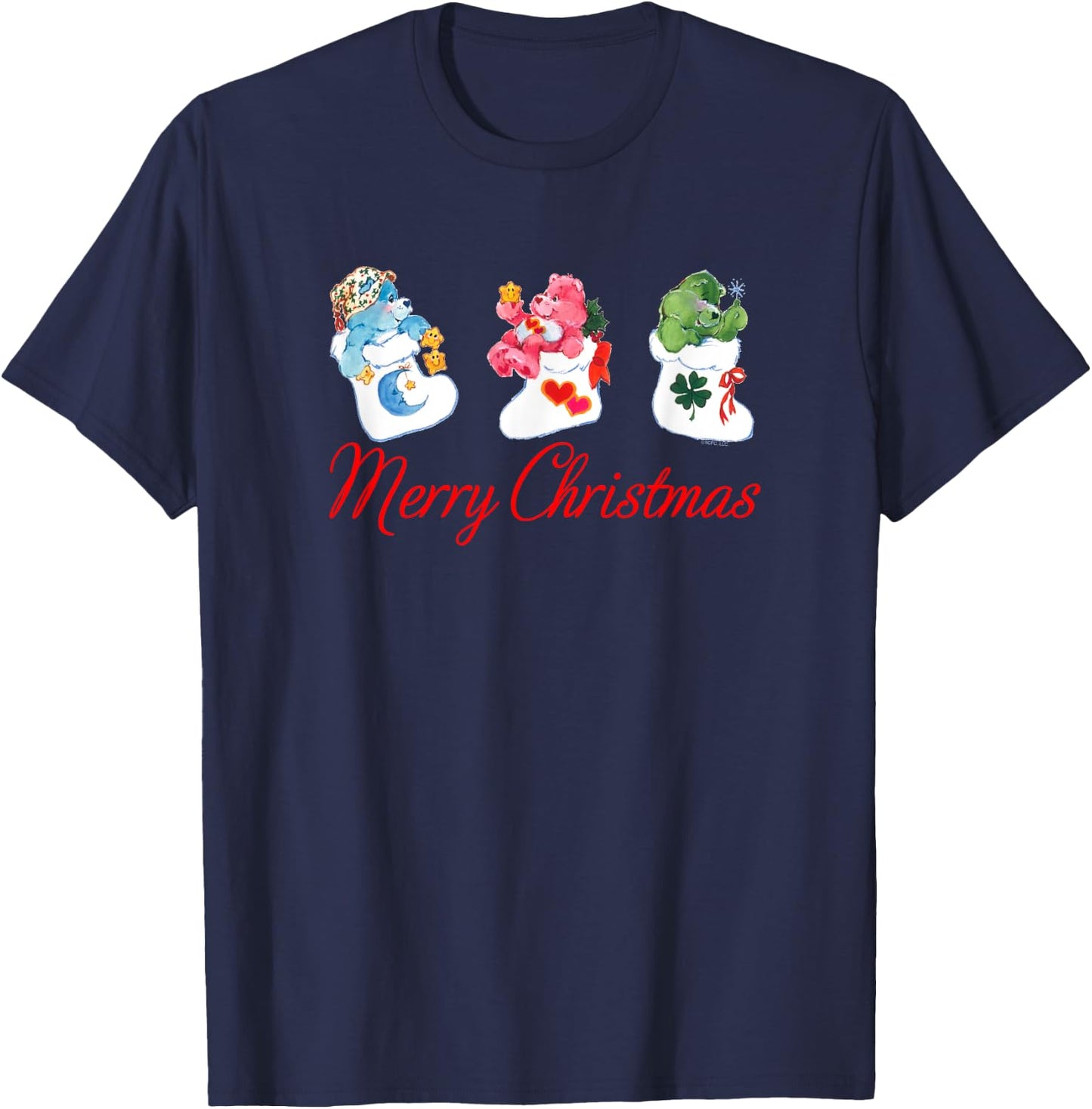 Care Bears Merry Christmas Stockings Retro Cartoon T-Shirt - T-Shirt | Navy