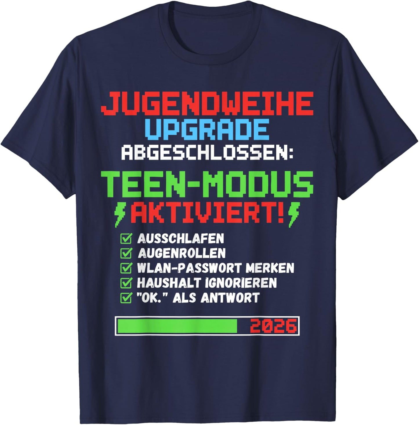 Jugendweihe 2026 Upgrade für Gamer T-Shirt - T-Shirt | Navy