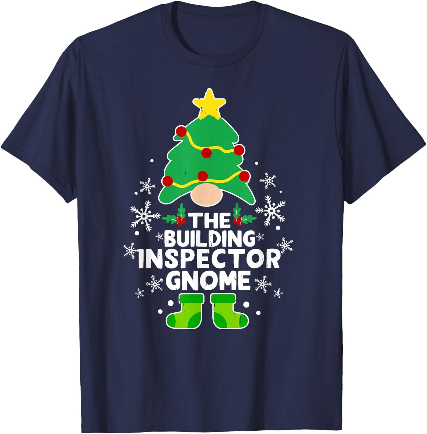 Building Inspector Gnome Xmas Family Holiday Christmas T-Shirt - T-Shirt | Navy