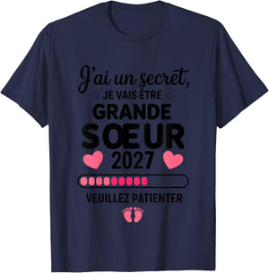 Je Vais Etre Grande Soeur 2027 Future Grande Soeur 2027 T-Shirt - T-Shirt | Navy