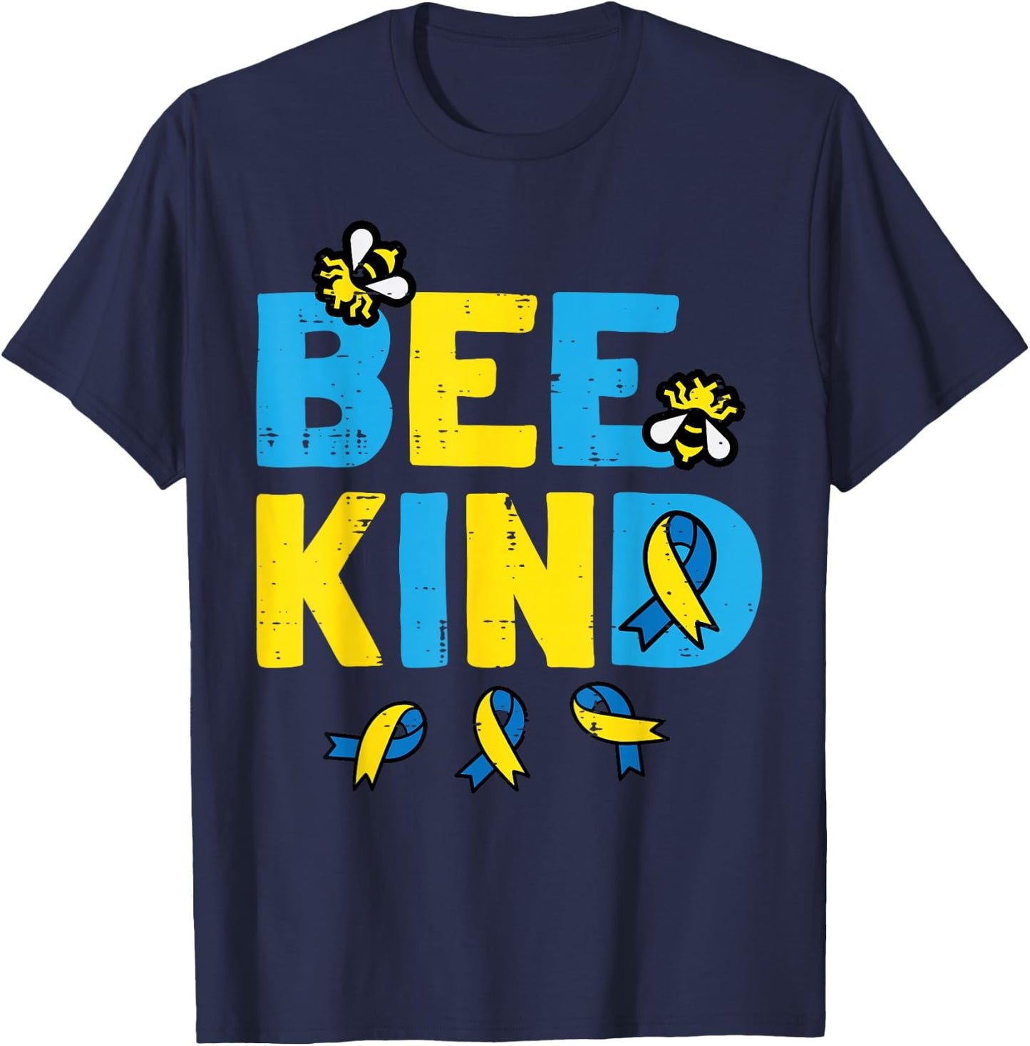 Down Syndrome Awareness Bee Kind Trisomy 21 Men Women Kids T-Shirt - T-Shirt | Navy