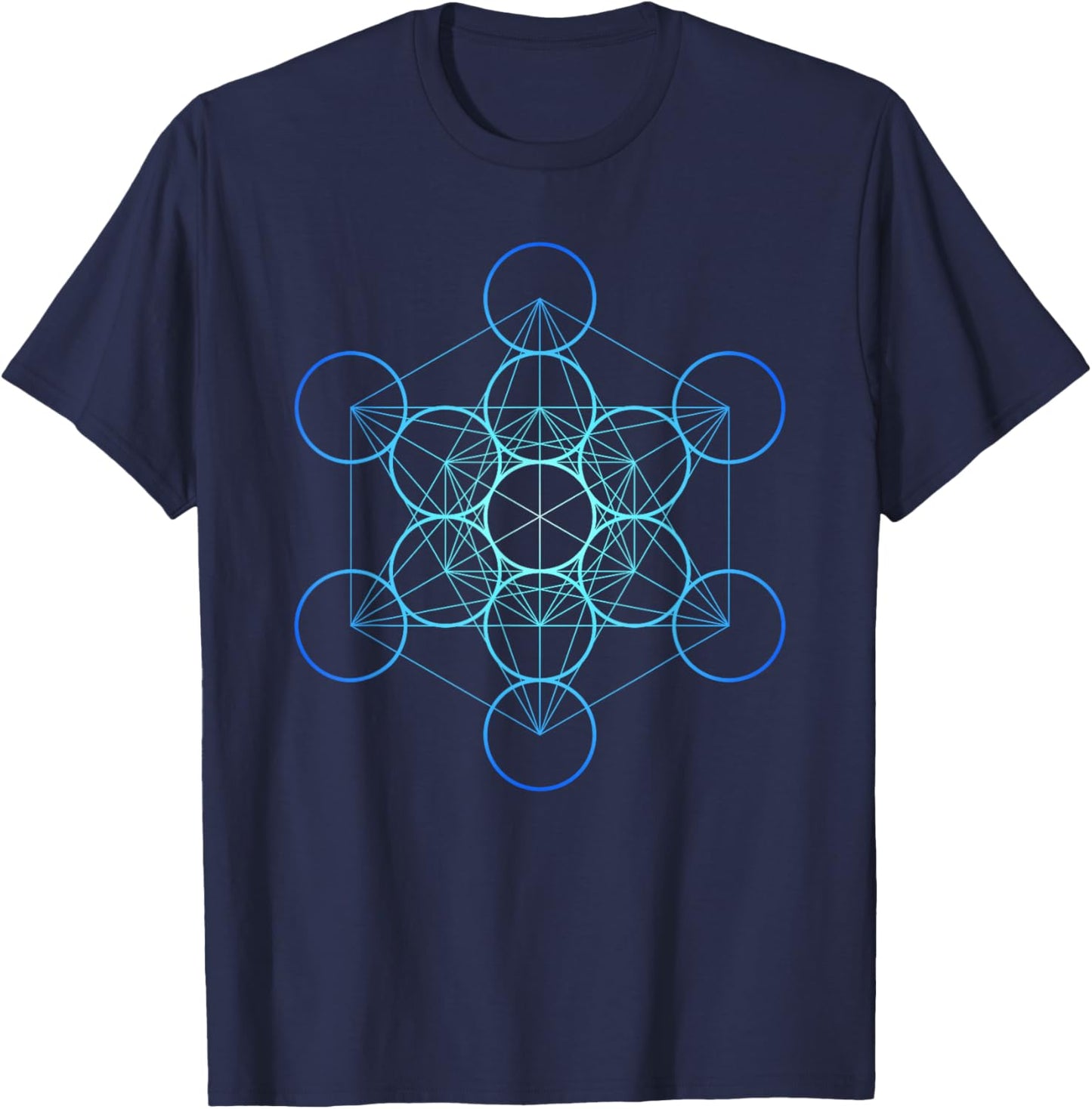 Indigo Metatron's Cube, Sacred Geometry T-Shirt - T-Shirt | Navy