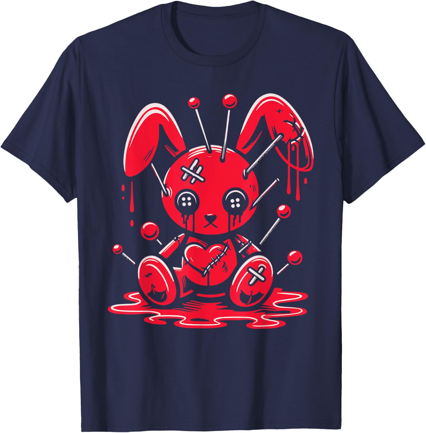Stitched Bunny Rabbit Pastel Goth Anime Kawaii Gothic T-Shirt - T-Shirt | Navy