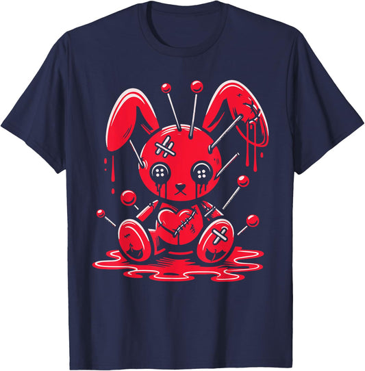 Stitched Bunny Rabbit Pastel Goth Anime Kawaii Gothic T-Shirt - T-Shirt | Navy