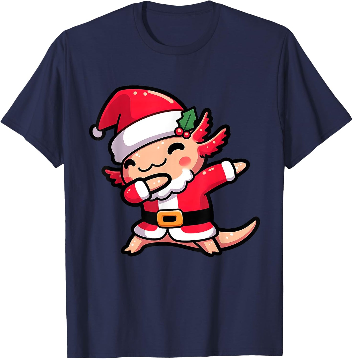 Axolotl Dabbing Santa Claus Christmas Family Matching Pajama T-Shirt - T-Shirt | Navy