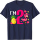 Kids 2nd Flamingo Birthday Party 2 Year Old Flamingo Girl T-Shirt - T-Shirt | Navy