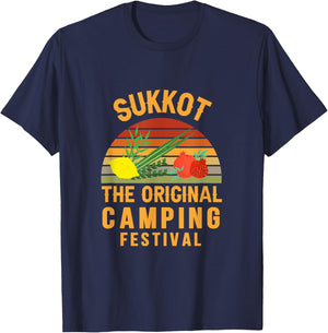 Sukkot The Original Camping Festival Sukkah Lulav Etrog T-Shirt - T-Shirt | Navy