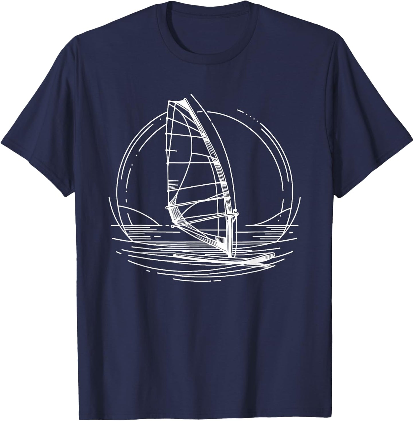 Line Art Windsurfing Windsurf Windsurfer Boardsailing T-Shirt - T-Shirt | Navy